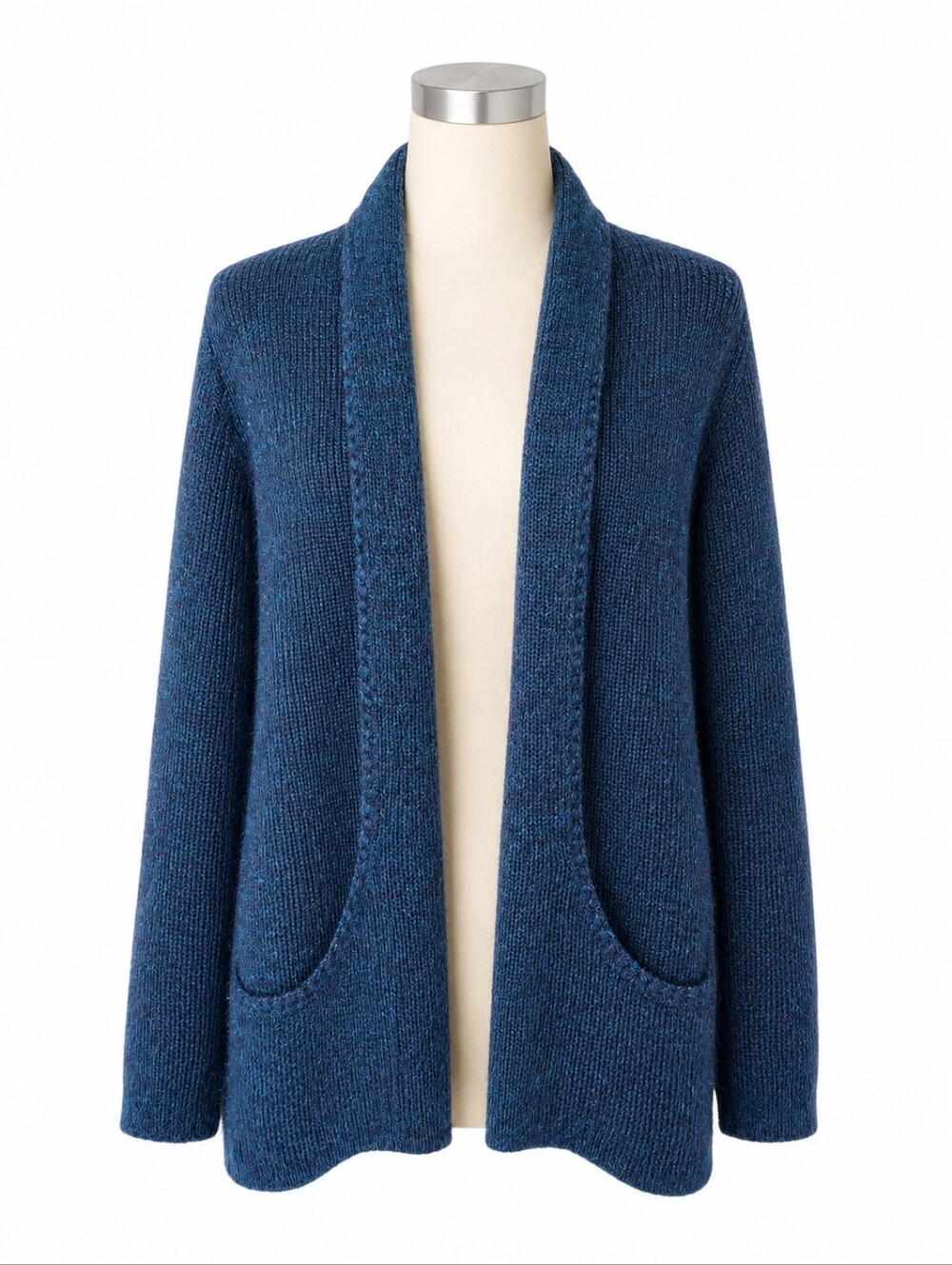 Peruvian Link Alpaca Collection Cape Cod Cardigan Navy Blue Open Front OS